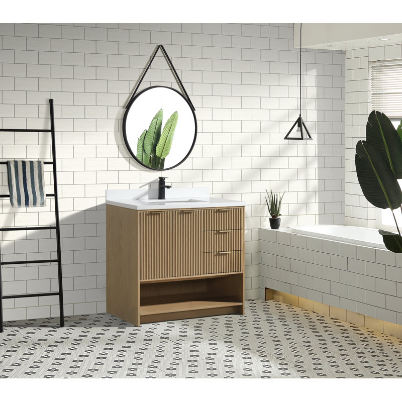 Joss & Main Anelie 36" Freestanding Bathroom Vanity Oak | Wayfair